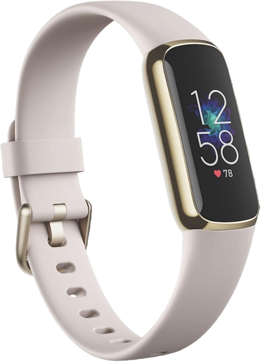 Fitbit Luxe Fitness and Wellness Tracker with Stress Management, Sleep Tracking and 24/7 Heart Rate, One Size S L Bands Included, Lunar White/Soft Gold Stainless Steel, 1 Count (Renewed)
