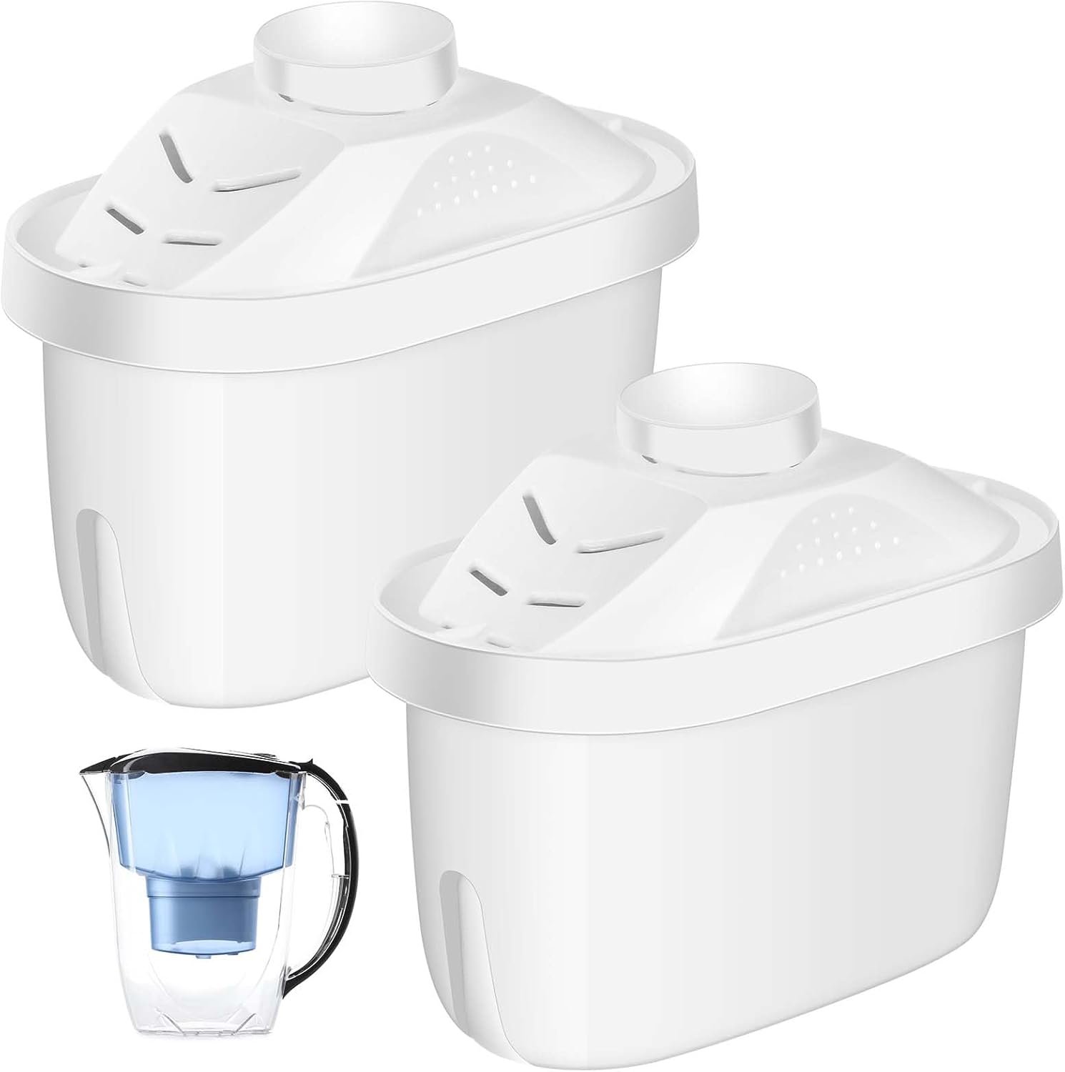 Tujoe 2 Pcs Alkaline Water Filter Replacement Alkaline Water Pitcher Replacement Cartridge for Healthy Drink, 7 Stage Filtration System to Purify