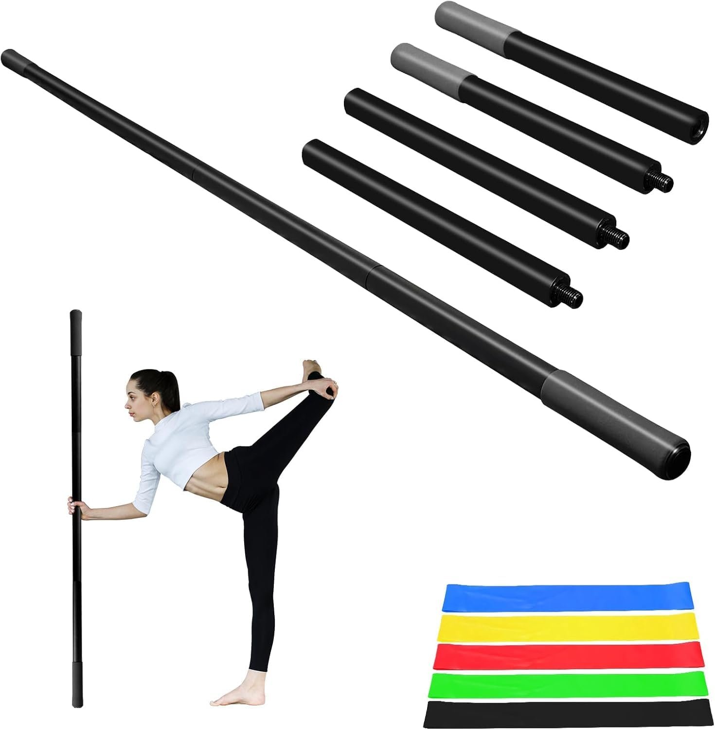 5ft Yoga Stick – Sturdy Steel Adjustable Stretching Stick for Mobility,Flexibility & Balance | Non-Slip Ends & Foam Handles | Exercise Pole for Fitness,Physical Therapy,Posture Correction