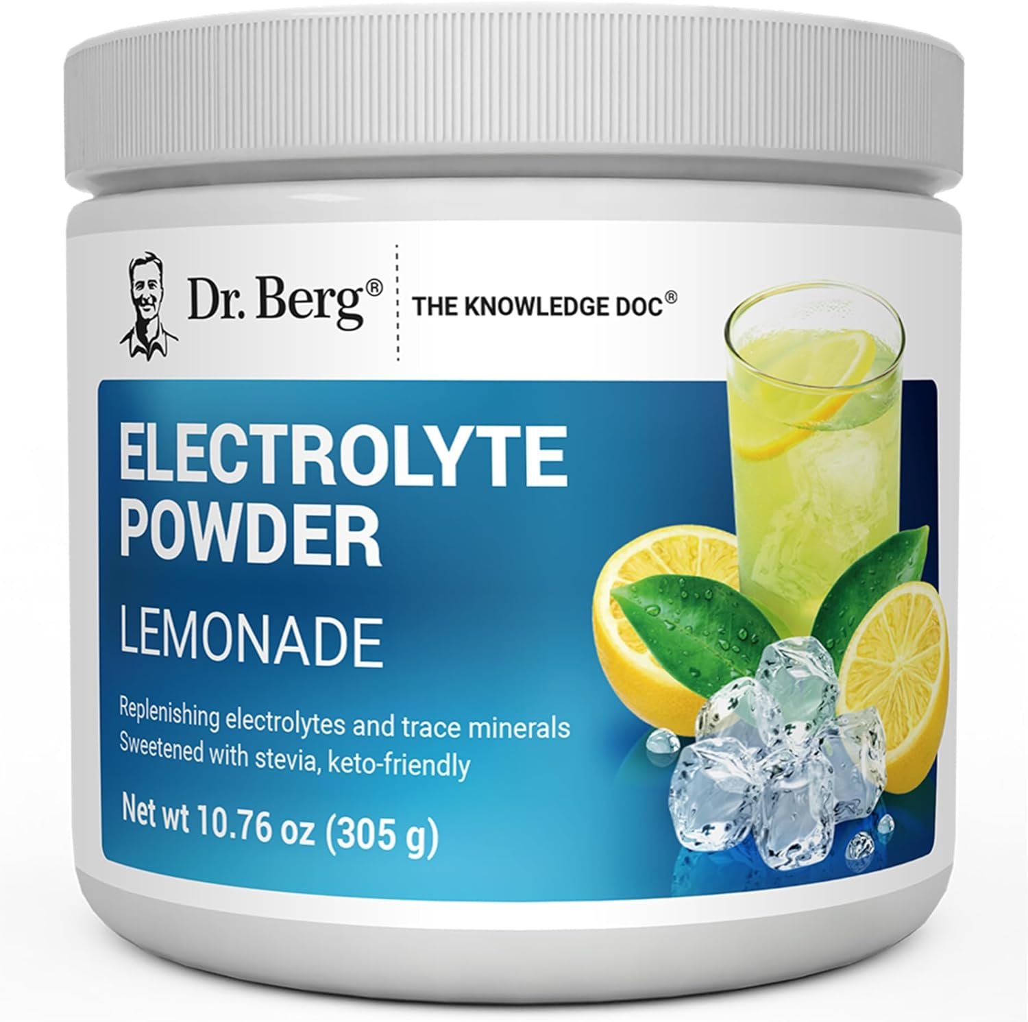 Dr. Berg Zero Sugar Hydration Keto Electrolyte Powder – Enhanced w/ 1000 mg of Potassium & Real Pink Himalayan Salt (NOT Table Salt) – Lemonade Flavor Hydration Drink Mix Supplement – 50 Servings