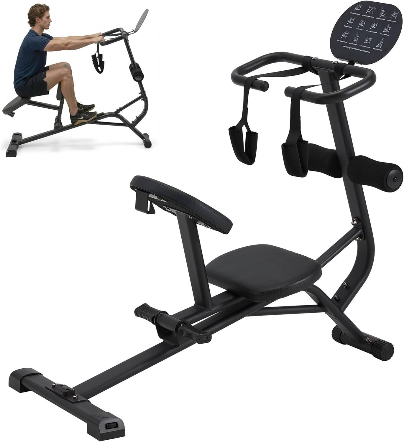Total Body Stretching Machine for Flexibility – Heavy Duty Steel Back and Hamstring Stretcher with Integrated Exercise Guide, Safety Straps, and Adjustable Pedals – 350 Capacity for Home & Gym