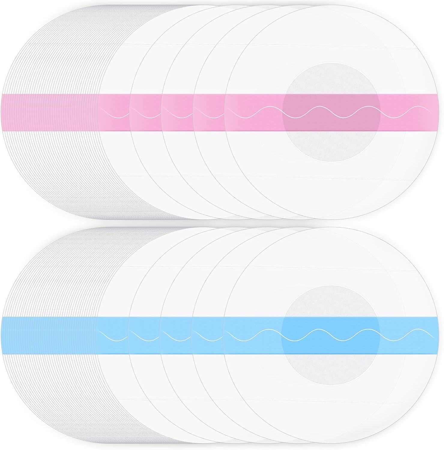 60 Packs Shower Waterproof Patch Freestyle Transparent Adhesive Patches Waterproof Sensor Covers Precut Clear Protection Stickers Clear CGM Overpatch Tape Without Hole, Blue and Pink