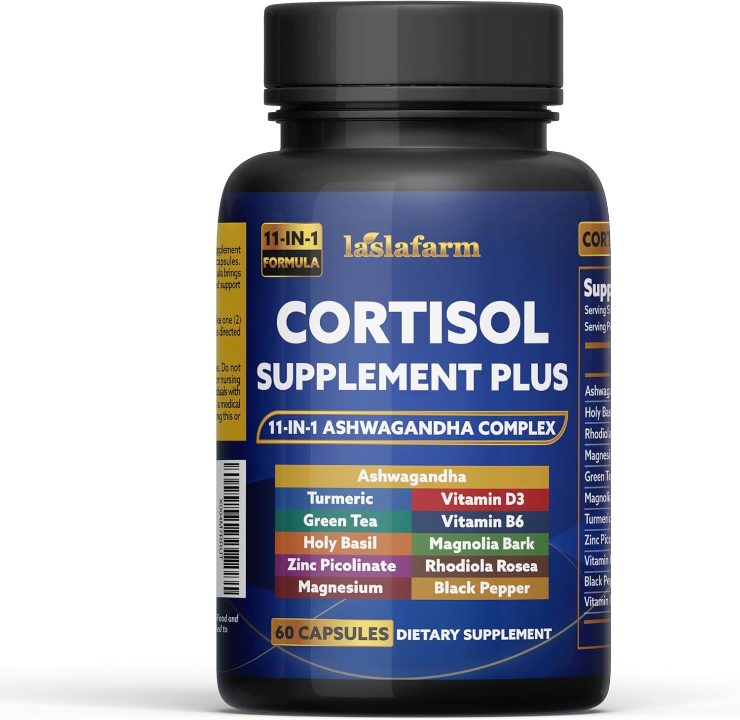 11in1 Cortisol Plus Supplement, 11in1 Ashwagandha and Natural Herbal Complex Vitamin Blend for Daily Mood, Focus and Sleep, Suitable for Women and Men 60 Capsules