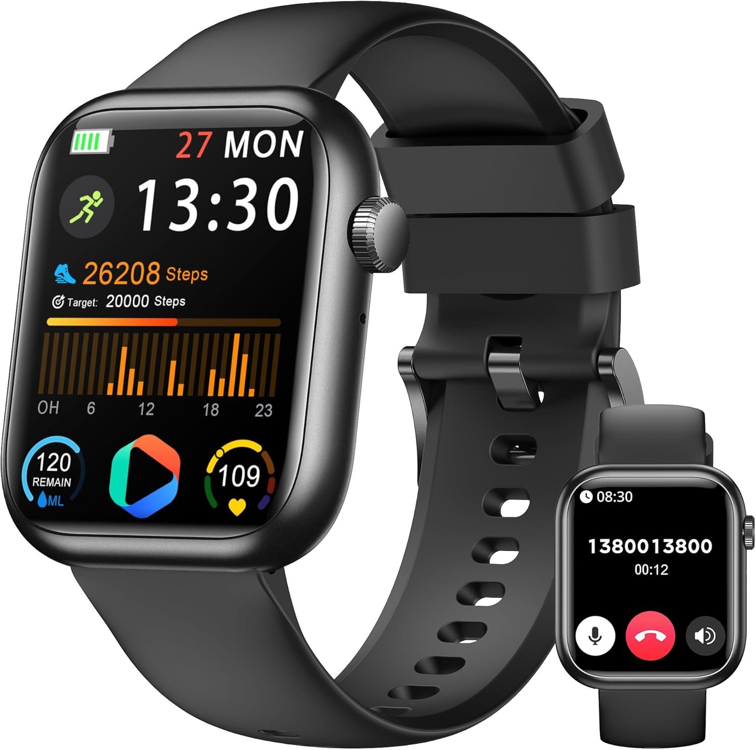 Smart Watch for Men Women(Answer/Make Call), 1.83″ Fitness Watch with Heart Rate/Blood Pressure/Blood Oxygen, Pedometer, Sleep Tracker,120+ Sport Modes, IP68 Waterproof Fitness Tracker for Android iOS