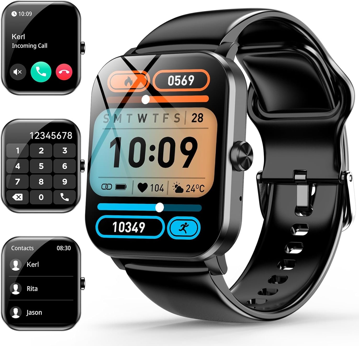 Smart Watch, 1.85″ Smartwatch for Men Women (Answer/Make Call), Heart Rate, Sleep Monitor, Pedometer, Activity Tracker, IP68 Waterproof Fitness Watch for Android iOS (Black)