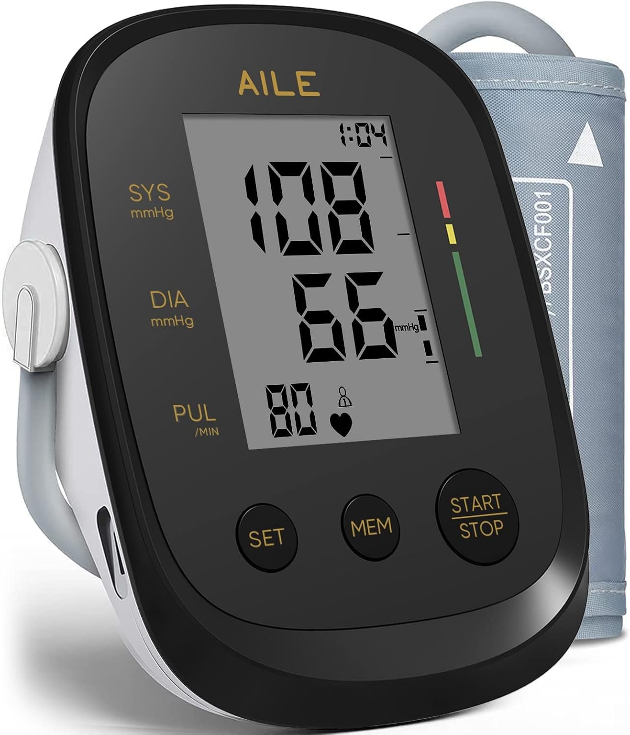 AILE Blood Pressure Monitor, Blood Pressure Machine Upper Arm Large Cuff(8.7″-16.5″), High Automatic Blood Pressure Monitors Cuff for Home Use, Manual Arm Bp Monitor, 2 * 99 Memory (Black)