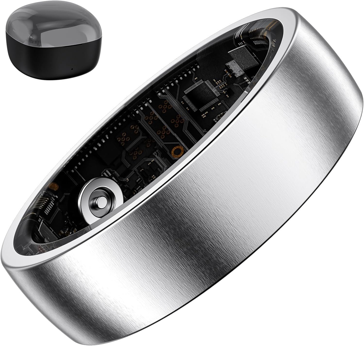 Fitness Tracker Ring for Women Men – Smart Ring with Heart Rate, Blood Oxygen, Sleep Tracker, IP68 Waterproof Activity Tracker (Silver 8)