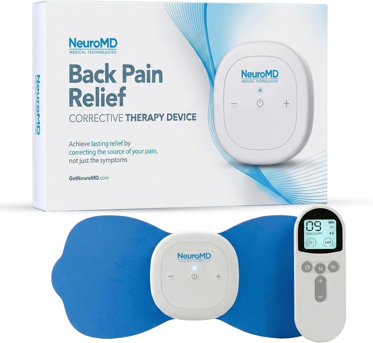 NeuroMD: Corrective Therapy Device for Back Pain – NMES Wireless Electrode Pads | Muscle Stimulator for Pain Relief | 2 Studied Modes for Back Pain, Muscle Strengthening & Sciatica