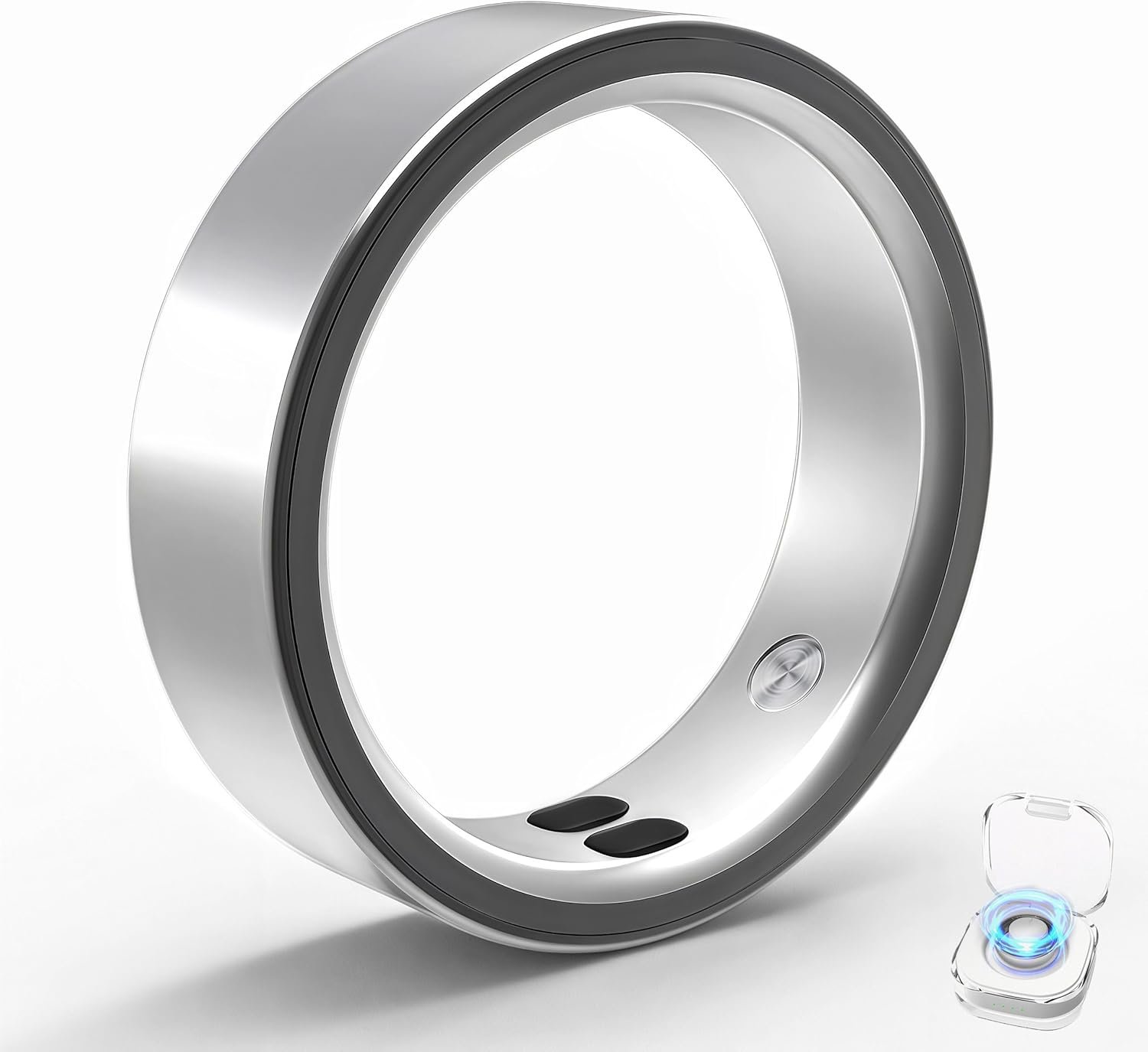 Smart Ring for Women Men,Sleep Tracking Wearable,Fitness Tracker Ring with Step/Heart Rate/Blood Oxygen/Distance/Calorie,Clock Vibration,No Subscription Fee,5ATM Waterproof, iOS&Android(Silver 6)