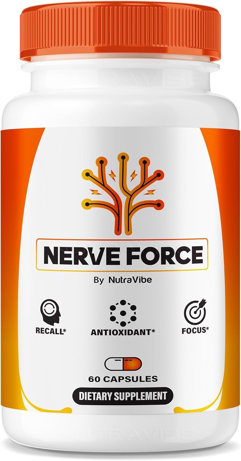 Nerve Force – Premium Neuropathy Blend for Brain, Nerves & Concentration | NerveForce Capsulas for Memory, Focus & Clarity | Easy-to-Take for Daily Support, 30 Day Supply (60 Capsules)