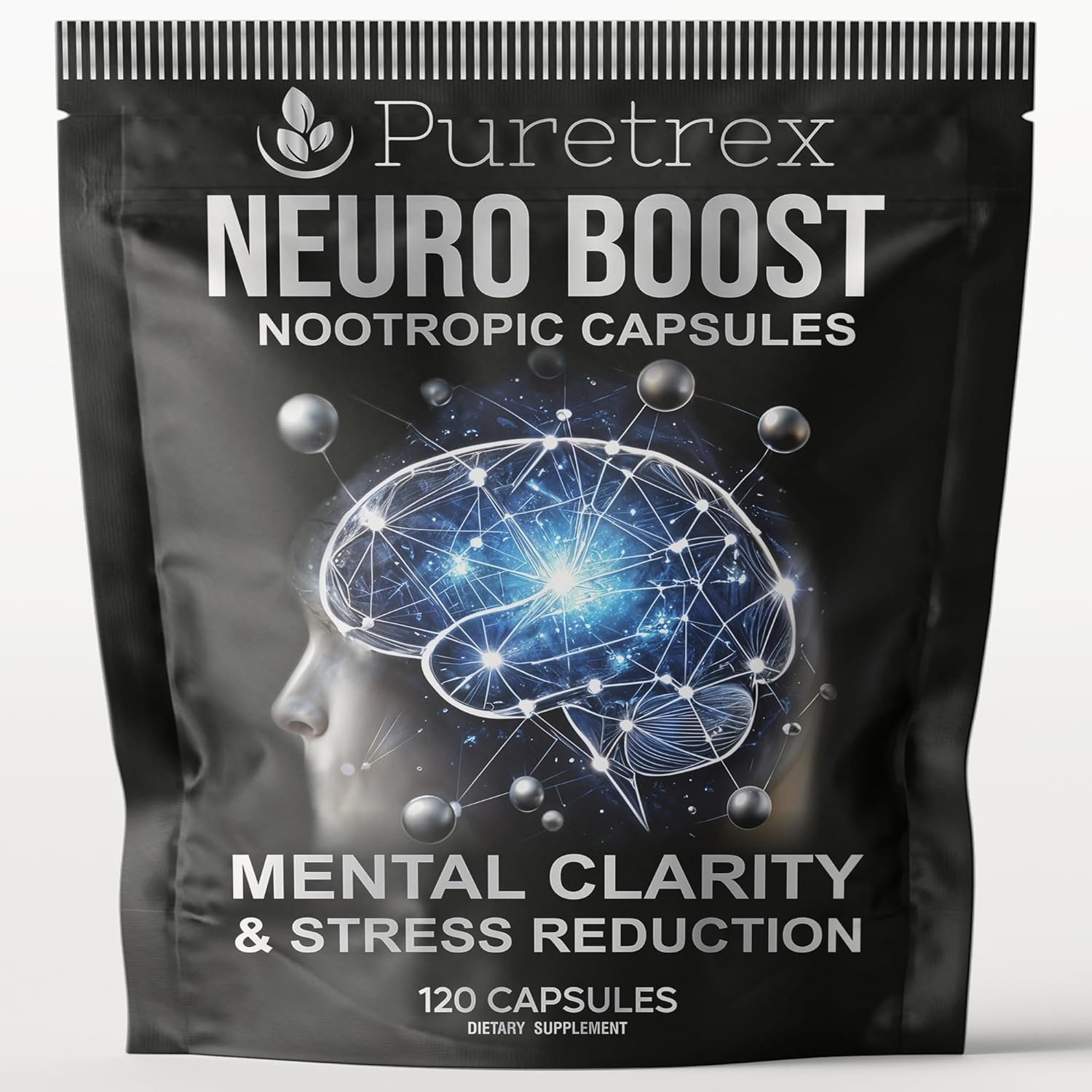 Neuro Boost Nootropic Capsules for Mental Clarity & Stress Reduction, 120 Vegan Capsules, 2-Month Supply, with Lion’s Mane, L-Theanine, Bacopa