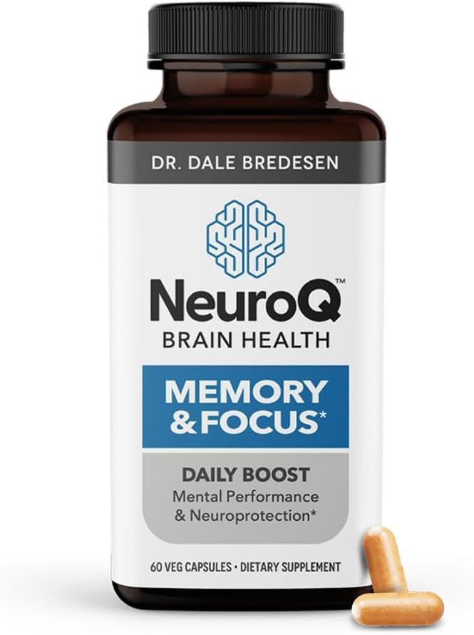 NeuroQ Memory & Focus | Formulated by Neurologist Dr. Dale Bredesen | Addresses All 4 Causes of Cognitive Decline | Ginkgo Biloba, Phosphatidylserine, Gotu Kola, Coffee Fruit, Turmeric & Propolis