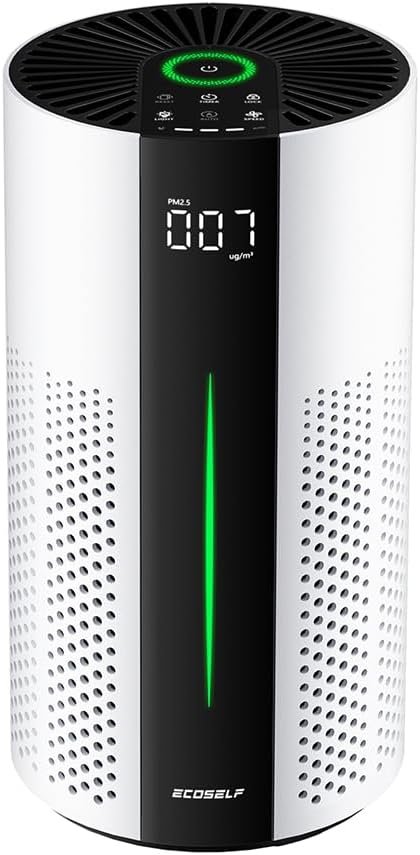 ECOSELF Air Purifiers for Bedroom, Air Purifiers for Bedroom 360° Air Intake with Smart Auto Mode, HEPA Air Purifier, Air Cleaner for Smoke