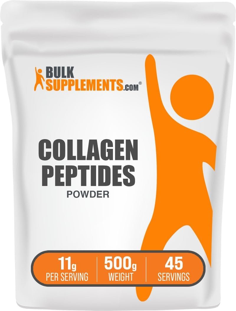 BulkSupplements.com Collagen Peptides Powder – Bovine Collagen Powder, Powdered Collagen Supplement – Hydrolyzed & Gluten Free, 11g per Serving, 500g (1.1 lbs) (Pack of 1)