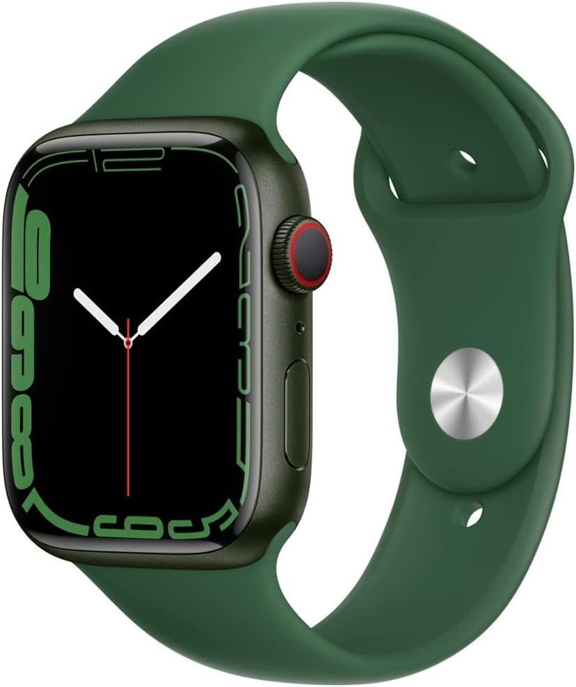 Apple Watch Series 7 (GPS + Cellular, 45mm) Green Aluminum Case with Clover Sport Band, Regular (Renewed)