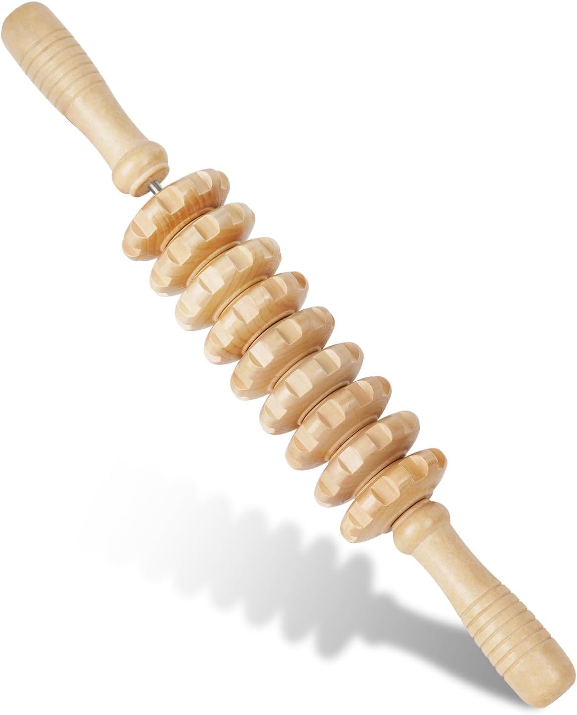 Liitrton Manual Wooden Fascia Massage Roller Trigger Points for Release Cellulite Sore Muscle Blasting (Wood)