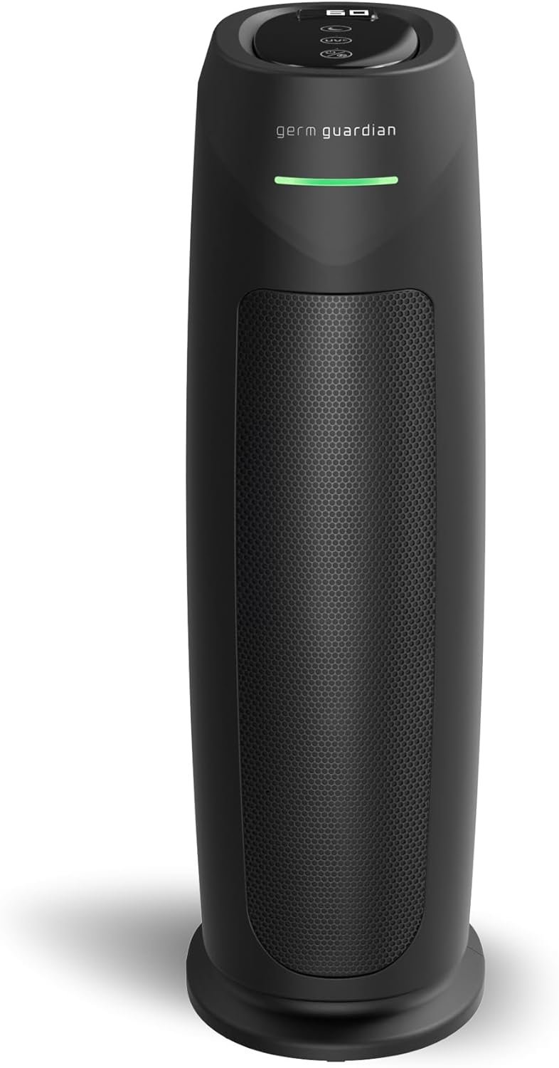 GermGuardian HEPA Indoor Large Room Air Purifier for Home – Pet Dander, Dust, Pollen, Smoke, and Odors in Bedroom, Office, and Kitchen – Air Quality Monitor and UV-C Light Combo – Black