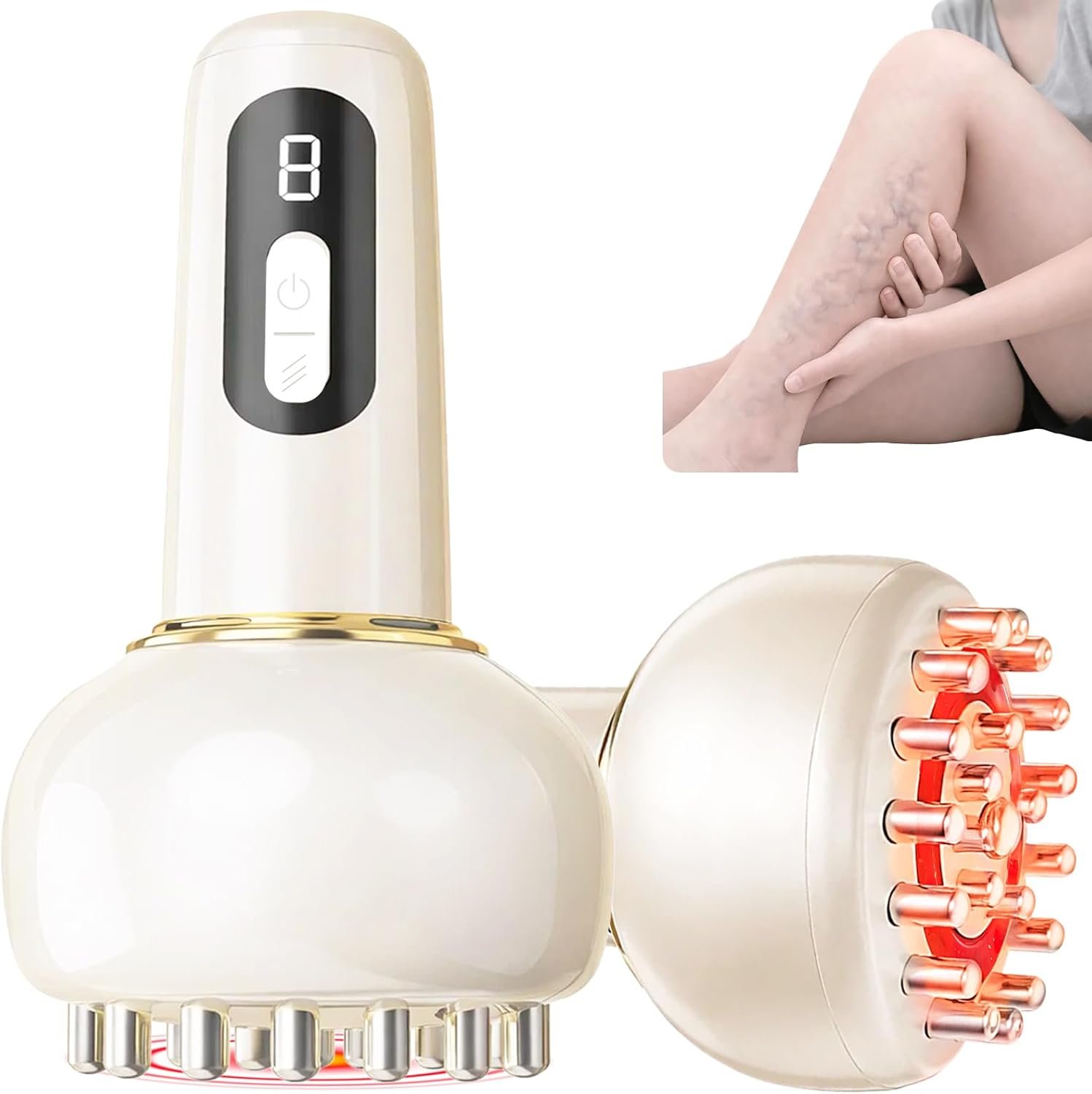 Leg Massager for Circulation and Pain Relief, Lymphatic Drainage & Varicose Veins Support – Calf, Foot & Knee Massager with SoothingPulse, Heat, Light & Vibration