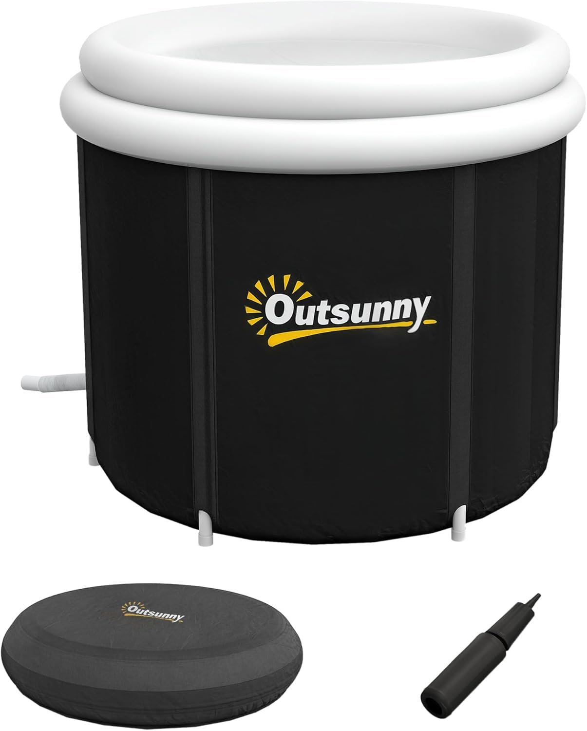 Outsunny Ice Bath Tub, 100 Gallon Outdoor Portable Cold Plunge Tub with Thermo Lid, Cover and Carry Bag for Athletes Recovery and Cold Water Therapy, Black