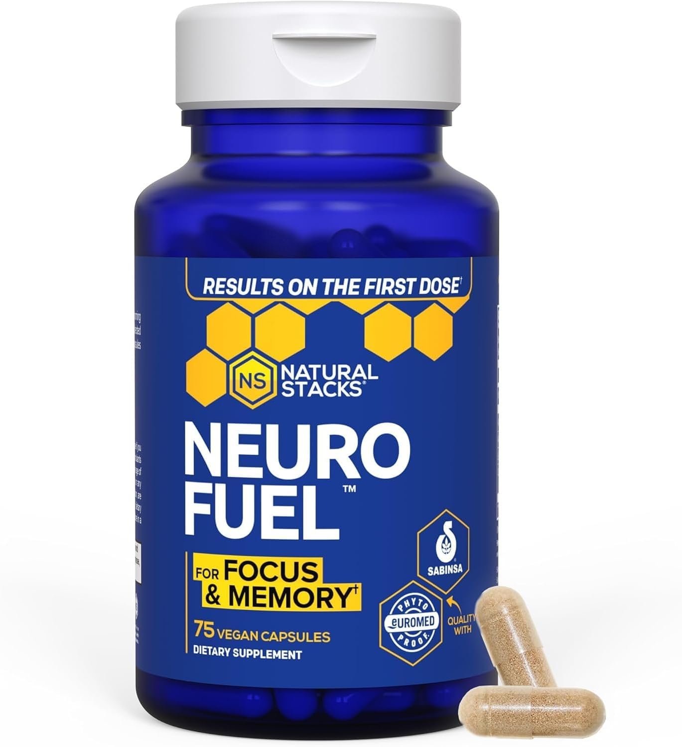 NATURAL STACKS Original NeuroFuel Nootropic Brain Support Supplement – 750mg L-Carnitine & 500mg L-Phenylalanine – Brain Supplement for Memory and Focus* – 75 Focus Pills