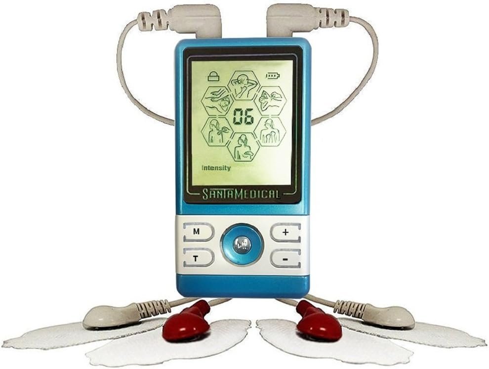 Santamedical PM-470 Blue Tens Unit Electronic Pulse Massager with Rechargeable Battery