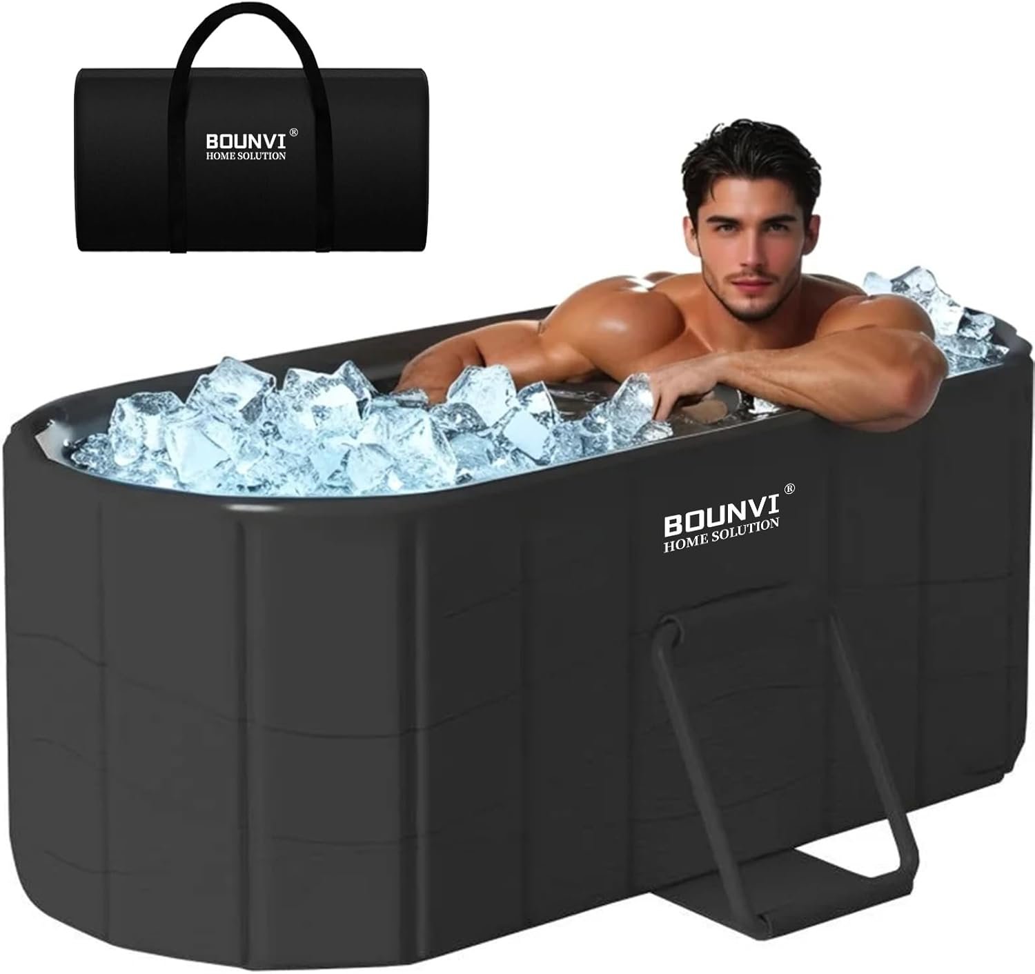 59”Portable insulated bathtub, Ice Bath Tub for Athletes, Inflation-free bathtub for shower, Ice Plunge Tub with Cover, Baths at Home & Outdoor