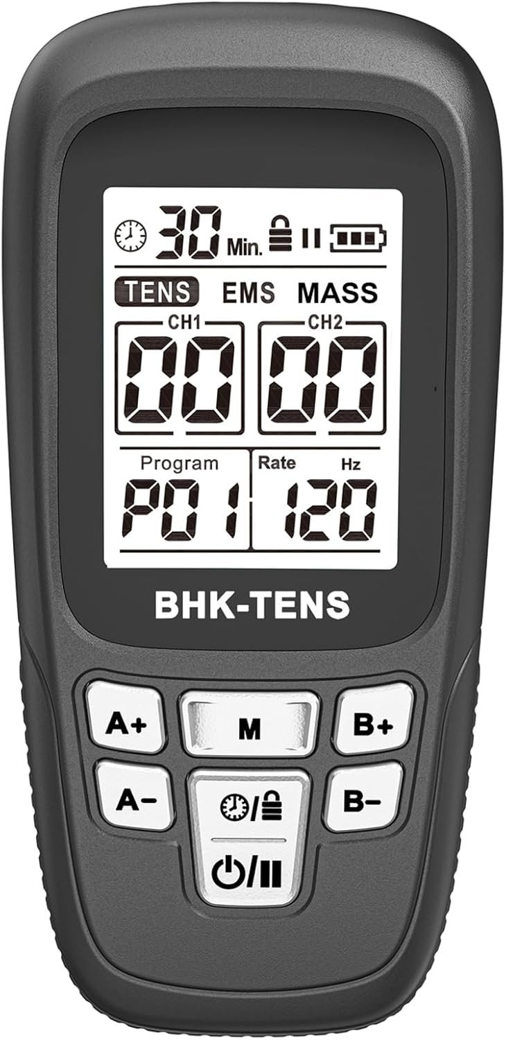 24 Modes TENS Unit Muscle Stimulator with 8 Electrode Pads, Professional 3-in-1 Electronic Pulse Massager with 2-150Hz Rate, 40 Levels, 90mins Timer, EMS TENS Machine for Pain Relief Therapy