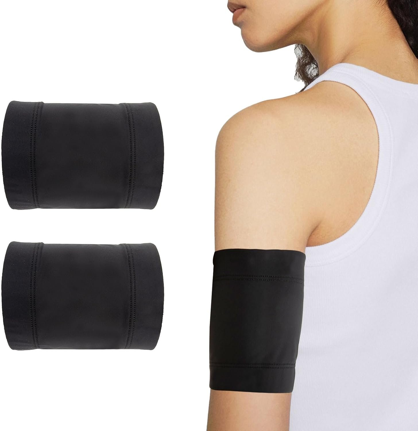 2Pcs Diabetic Sensor Armband, Diabetes Arm Band for Insulin Pod Monitoring Systems – Omnipod Dexcom Freestyle Libre, Protects Insulin Pod During Sports, Replace Adhesive Patches Tape (Black, L)