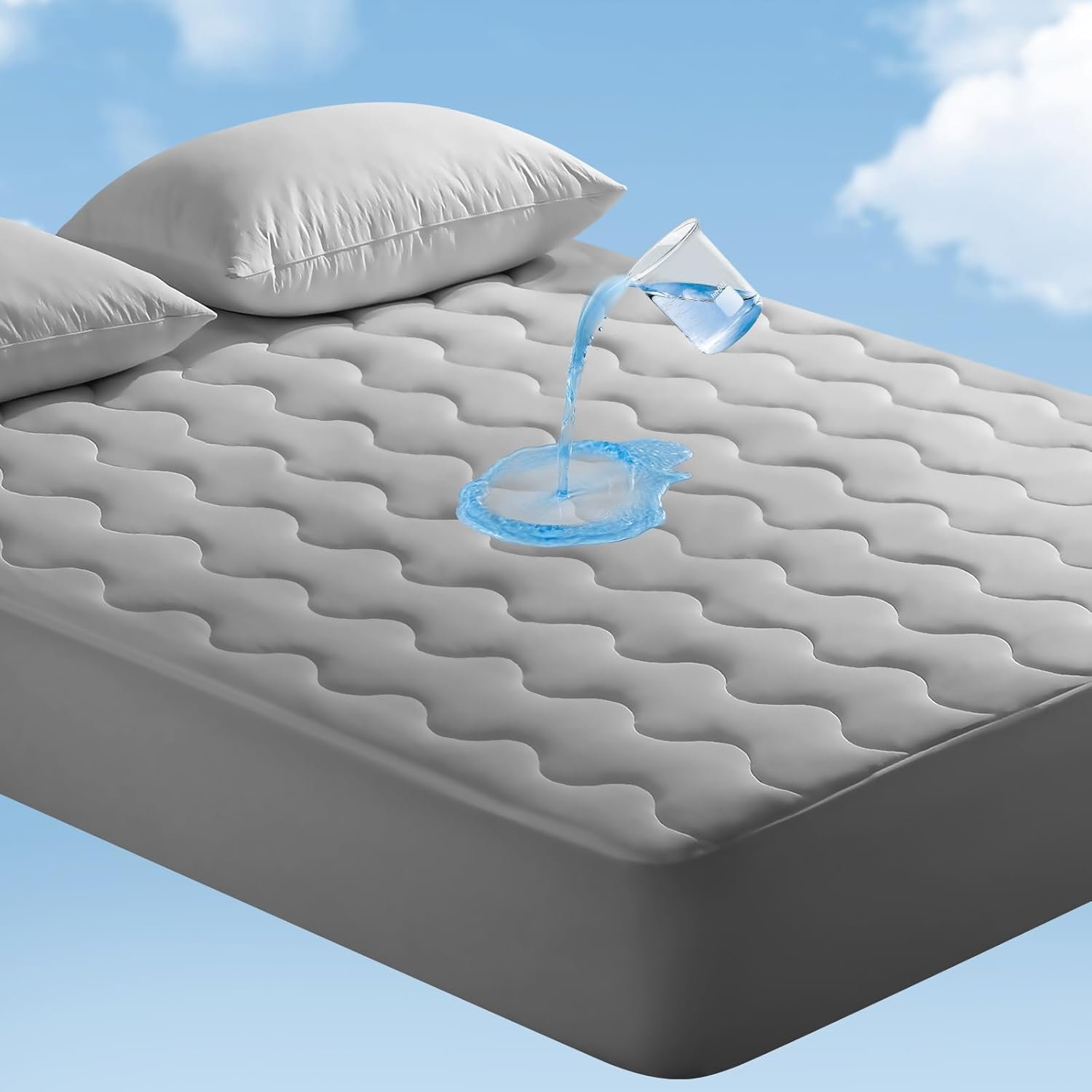 Elegear Queen Cooling Mattress Pad for Hot Sleepers, Waterproof & Cool-to-Touch Mattress Topper with Arc-Chill 3.0, TriSupport 3D Grid, Soft Fluffy Feel, Machine Washable, Deep Pocket Up to 18″