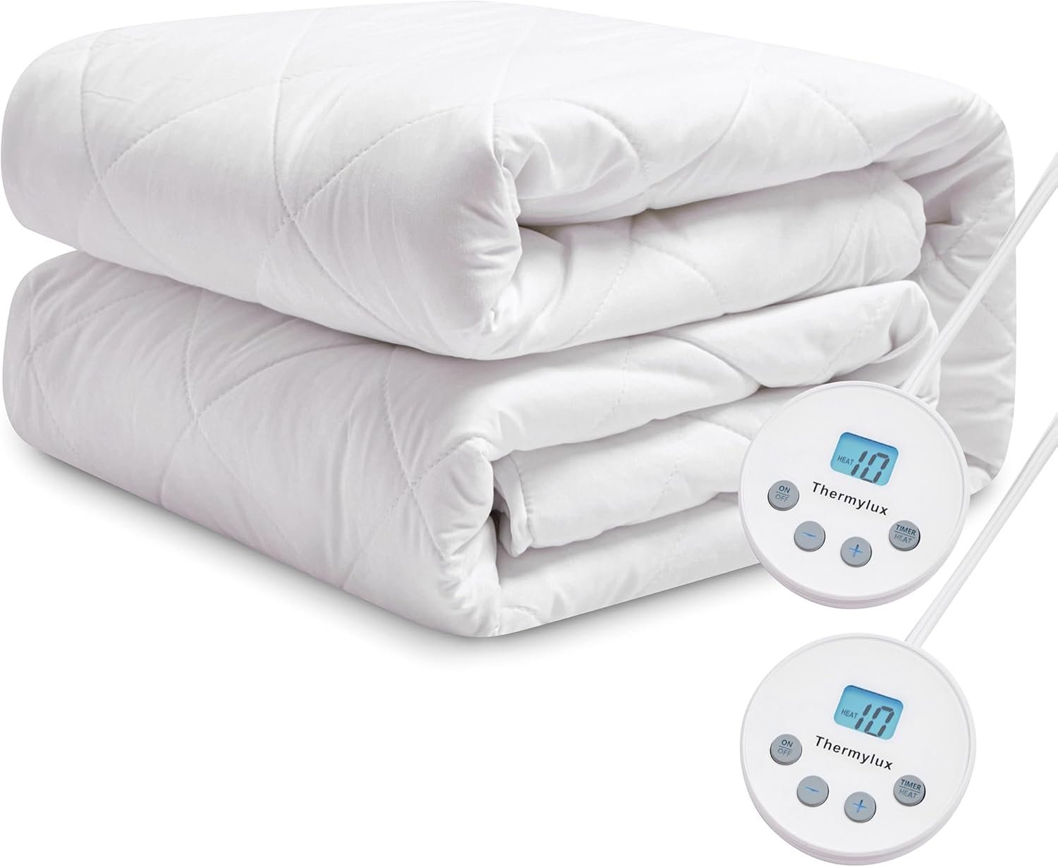 Electric Mattress Pad Queen Size Quilted Wave 10 Heat Settings & Dual Control with 12 Hour Auto Off,Deep Pocket Fits up to 15″, Microfiber Bed Warmer, ETL Certified Machine Washable,60″x80″