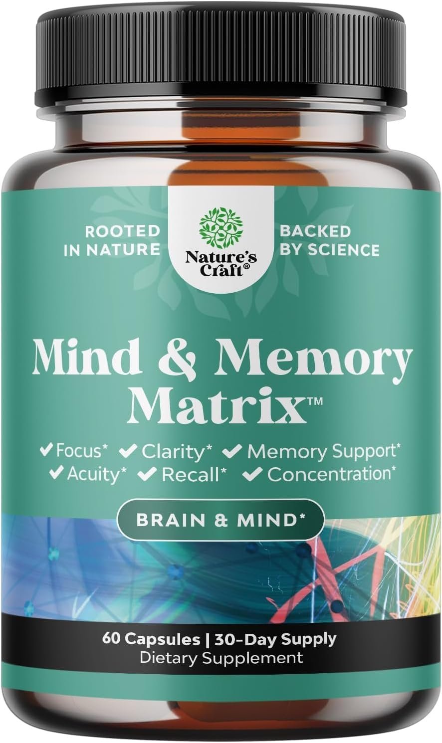 Advanced Brain Supplement for Memory and Focus – Nootropics Brain Support Supplement with Memory and Focus Vitamins for Adults of All Ages – for Brain Fog Clarity Energy and Recall – 60 Count