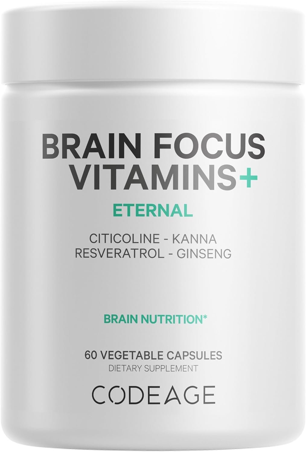 Codeage Brain Focus Vitamins+ Nootropic Supplement with Citicoline as Cognizin, Panax Ginseng, Resveratrol, Gotu Kola, Vitamin B12 Methylcobalamin – Liposomal Delivery – Non-GMO – 60 Capsules