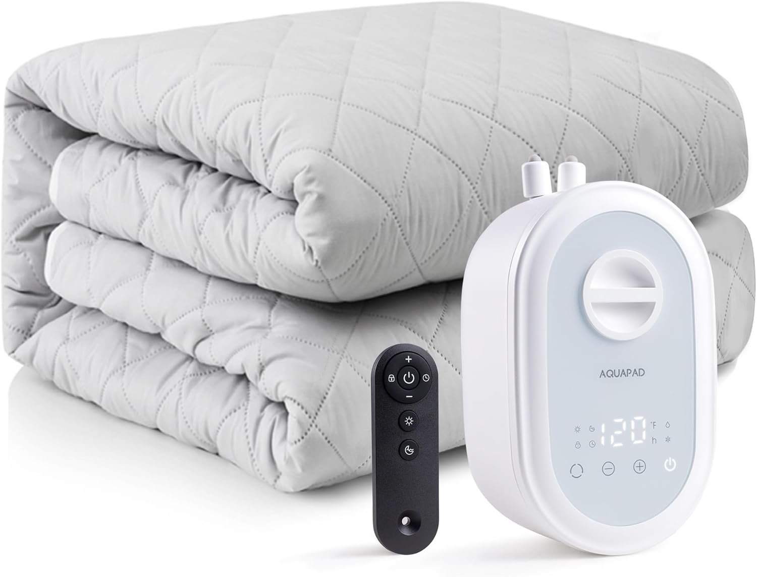 AquaPad CozyFlow Mini Water Heated Mattress Pad, 3 YR AquaCare, UL499 Tested, No Electric Wire, All Digital, AirQuiet 2.0 Technology, Smart, Smooth, Hydro Heat (King)