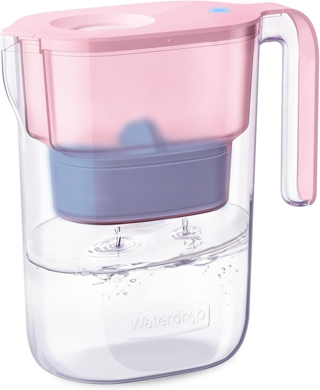 Waterdrop PT-05P-A Alkaline Water Filter Pitcher, 7-Cup, Mineralized Alkaline Water, Healthy, Clean & Toxin-Free, Up to 100 Gallons, Up to pH 9.5, BPA-Free, for Fridge, Countertop & Gift, Pink