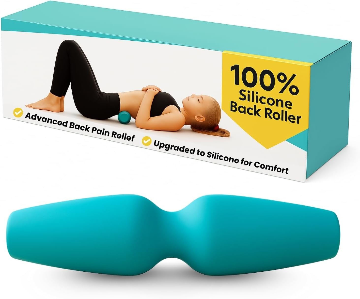 Foam Back Roller for Back Pain Relief, Upgraded to Flexible Silicone, Ultra Roll Takes Pressure off the Bones and Into the Deep Muscles, Softer than Hard Foam Rollers but Delivers Deeper Muscle Relief