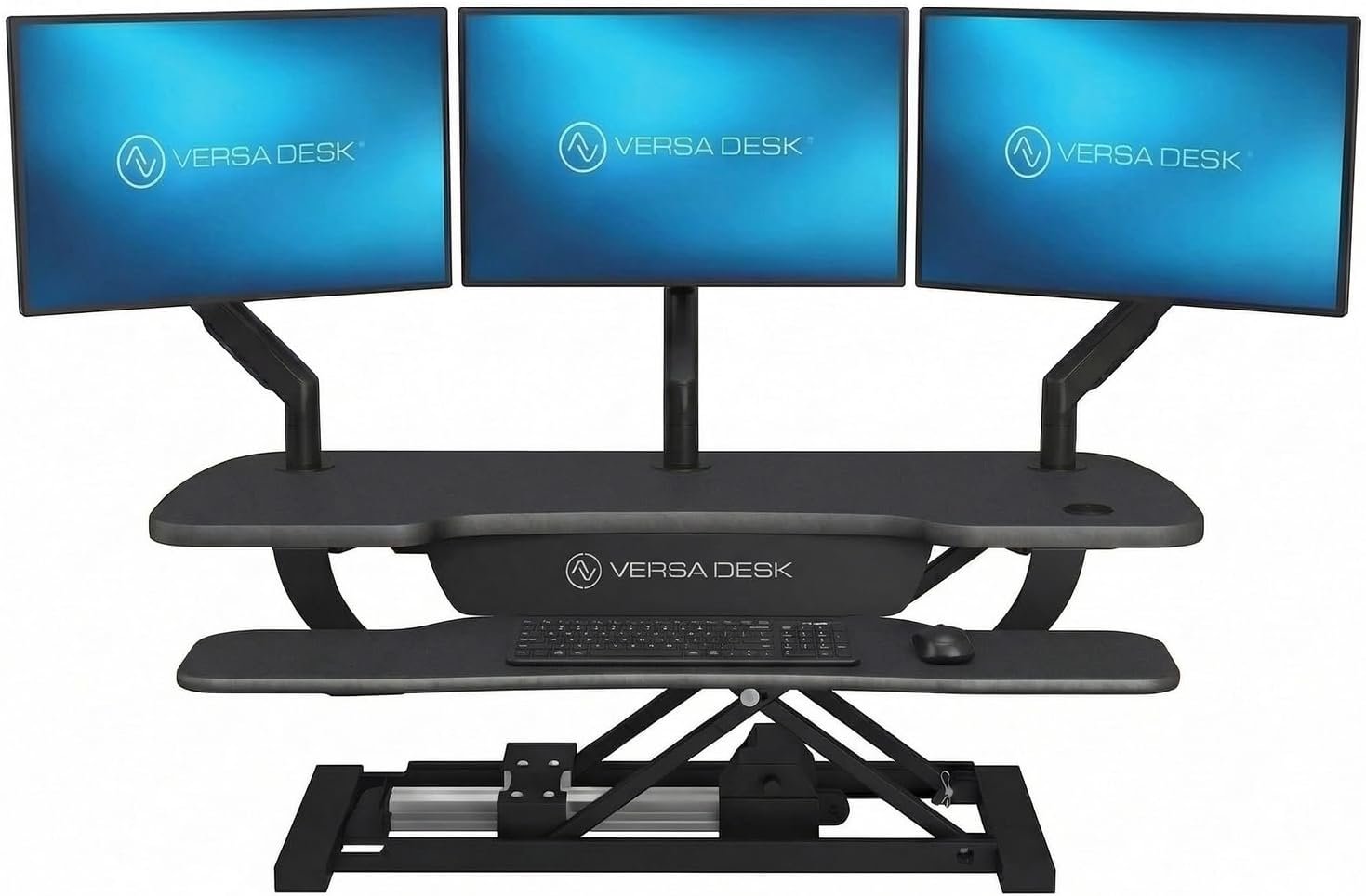 VERSADESK PowerPro 40” x 24” Standing Desk Converter | 40 inch Electric Height Adjustable Sit to Stand Desk Riser w/ Keyboard Tray & USB Hub – Ergonomic Workstation for Home & Office, Black