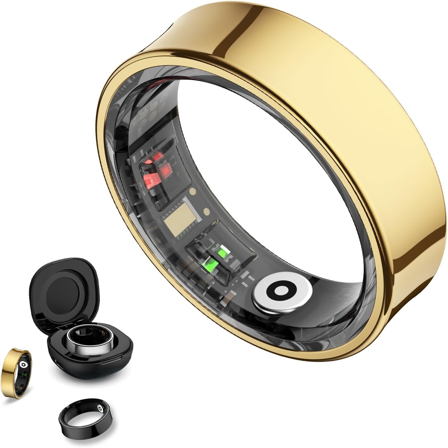 Smart Ring Health Tracker, Smart Rings for Men & Women, No Subscription Required, Long-Lasting Battery Sleep Ring, Fitness & Sleep Monitor Compatible with iOS & Android (Gold, 7)