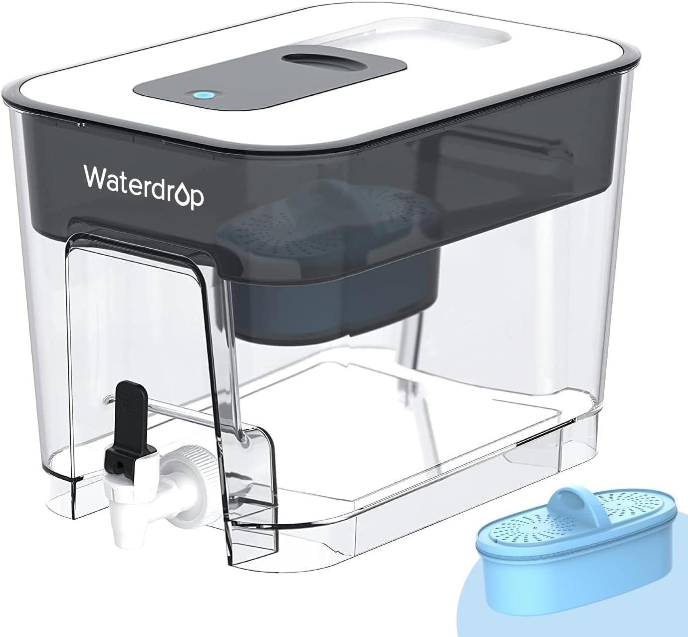 Waterdrop WFD-22L-A Alkaline Water Filter Dispenser, Large 40-Cup Water Filter Pitcher, Healthy, Clean & Toxin-Free Mineralized Alkaline Water, 100-Gallon, BPA Free, Black