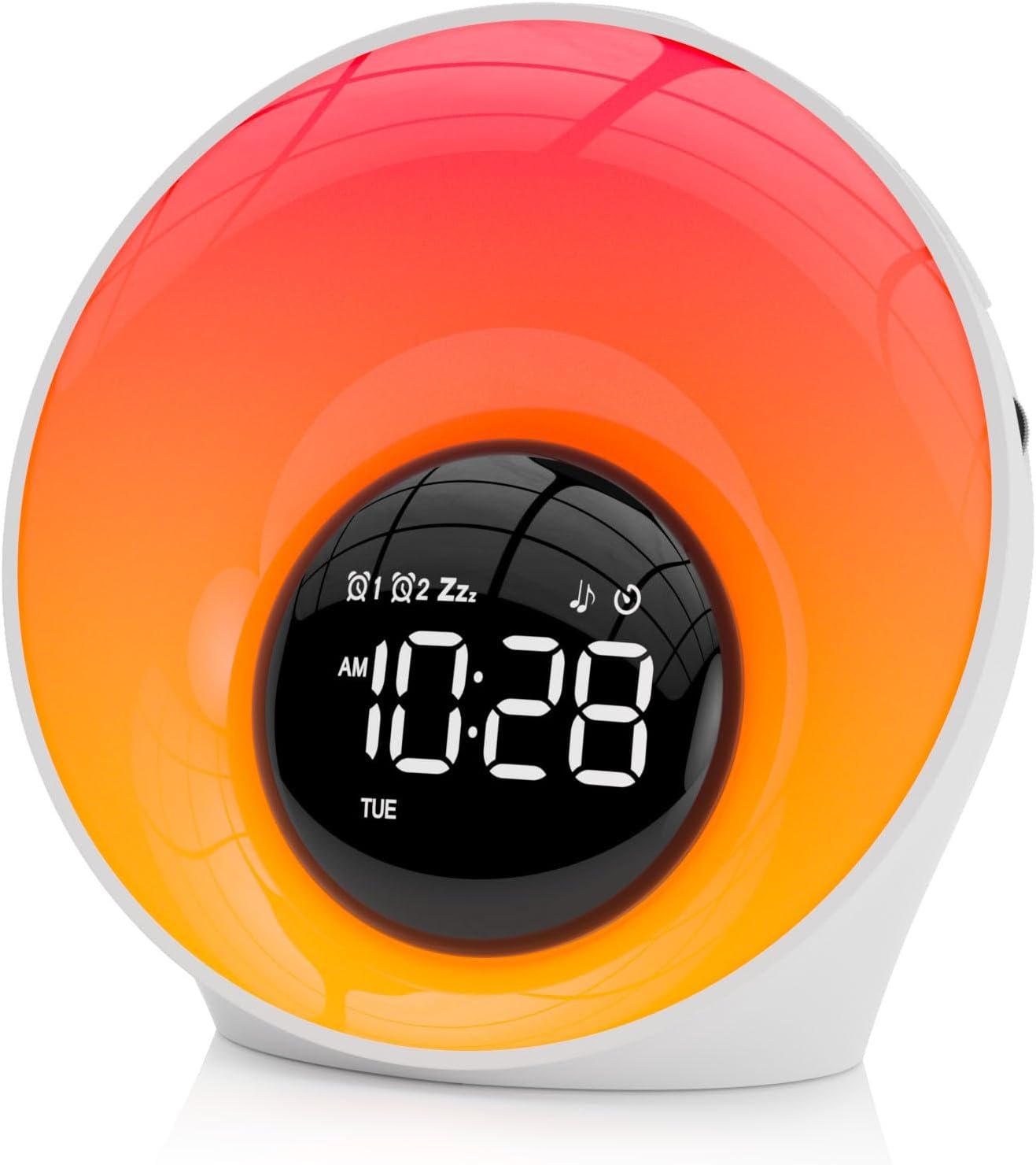 AFEXOA Wake Up Light Sunrise Alarm Clock – Sunrise Simulation & White Noise Machine with 30 Soothing Sounds, 14 Color Dimmable Night Light, Digital Dual Alarms for Heavy Sleepers/Adults/Kids(White)