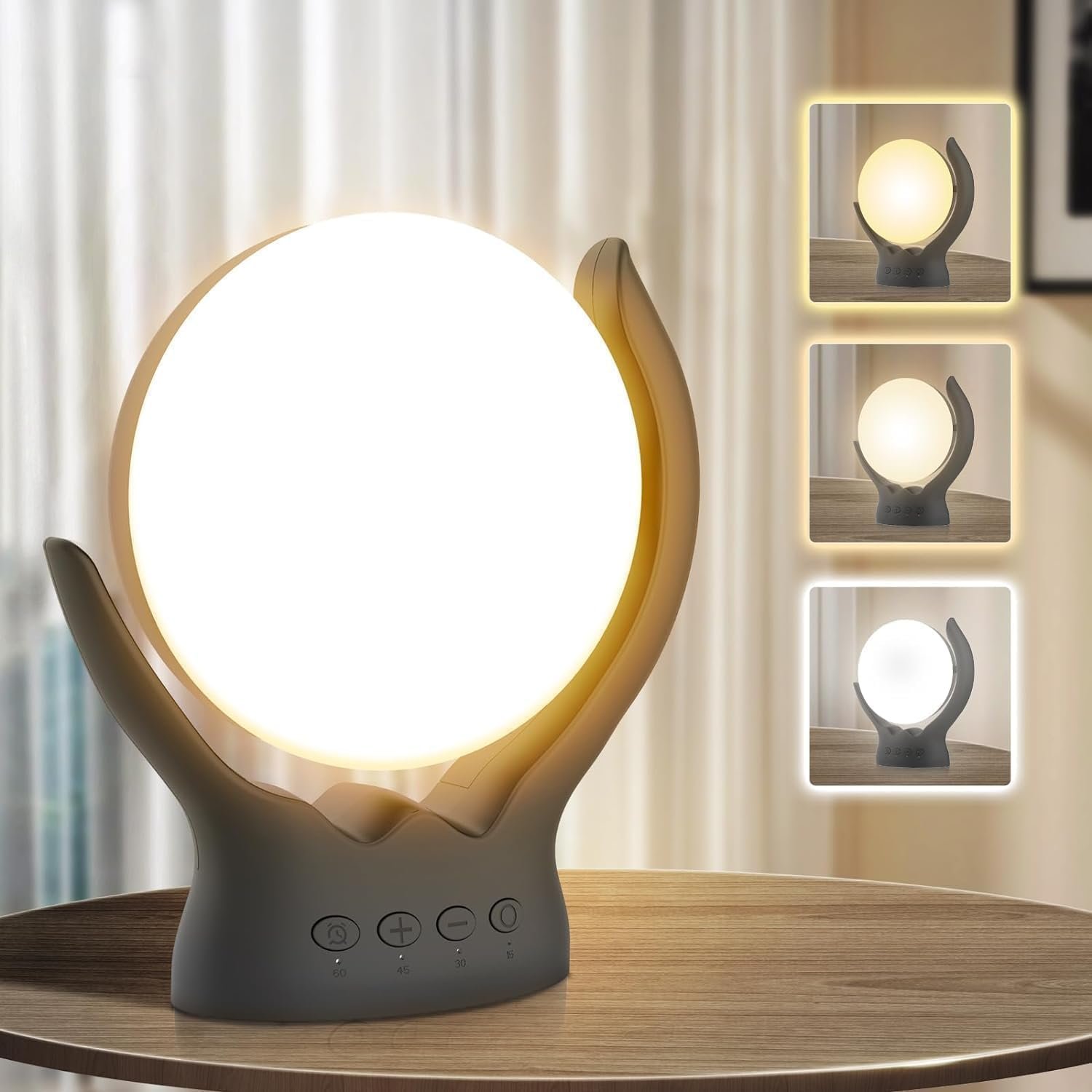 Hopihe Voraiya Light Therapy Lamp, UV-Free 10000 Lux Therapy Light, Rotatable Happy Sunlight Lamp with 5 Brightness & 3 Color Temperature, Timer & Memory Function, Daylight for Bedroom, Office