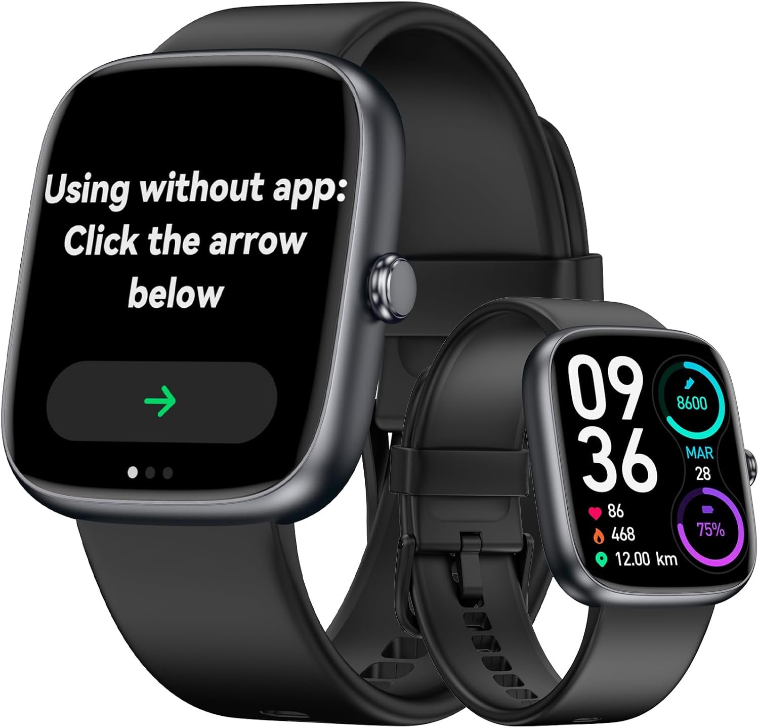 DAVIKO Smart Watch Senior Friendly Large Font No App/Phone Required Fitness Tracker, Waterproof Pedometer Watch with Step Counter Calories/Sleep Tracker for Walking Running for Men Women