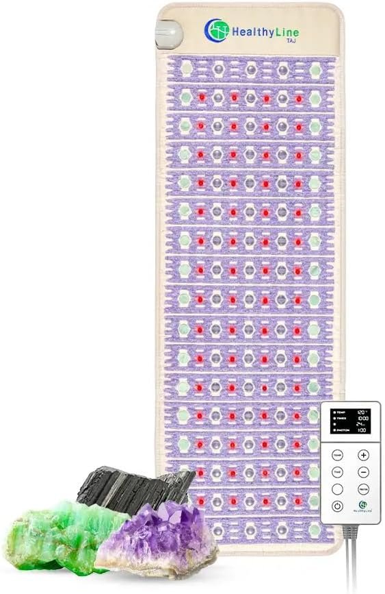 РЕМF Advanced Far Infrared Heating Pad – Professional Biomat for Pain Relief and Healing – Pulsed Electromagnetic Field Therapy – Full Body Mat with Red Lights, Amethyst, Tourmaline and Jade – 72 x 24