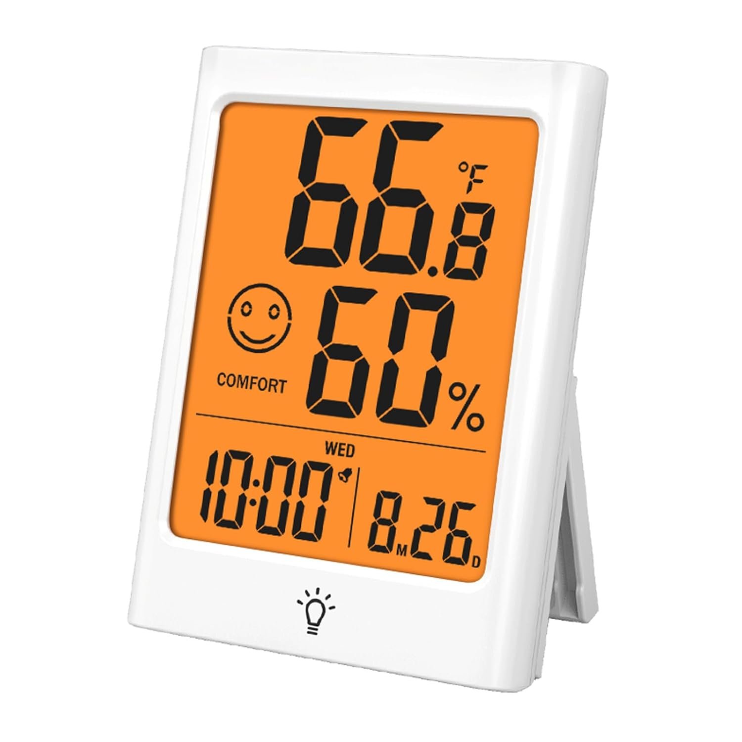 Timloon Digital Indoor Thermometer for Room, Smart Temperature Humidity Monitor with Backlight, Comfort Indicator, Max/Min Record, Time, Calendar, Alarm, °c/°f Switch for Bedroom, School