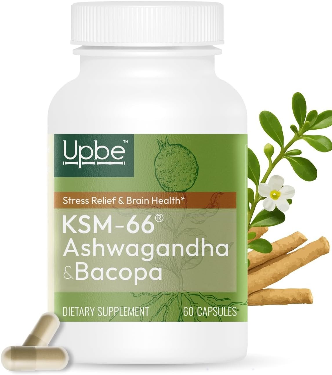 Ashwagandha Supplements for Women & Men – KSM-66® with Bacopa & Milk Thistle, 60 Vegan Capsules – Stress Relief, Mood, Cortisol Support, Extra Strength Ashwagandha Capsules