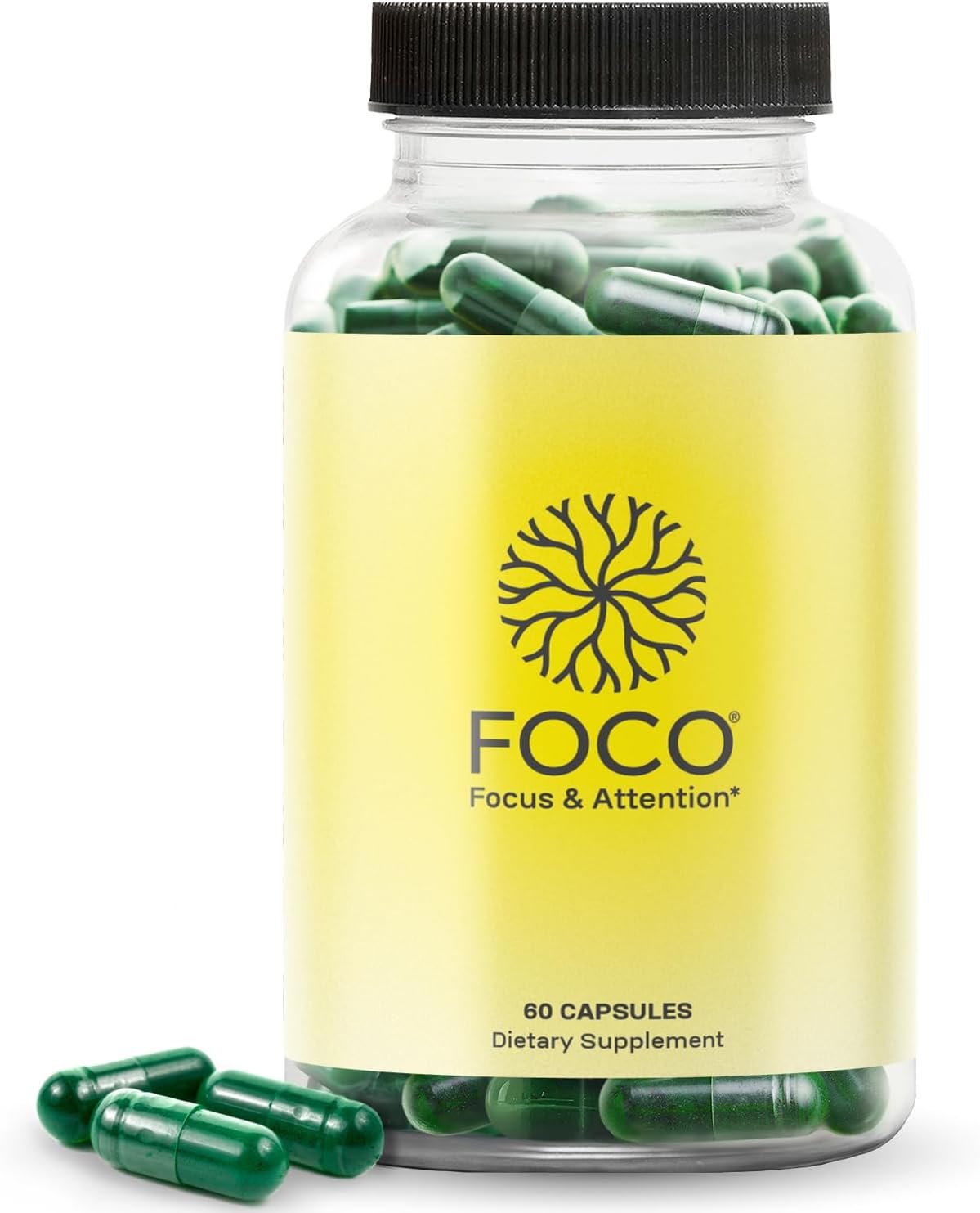 Think FOCO Capsules (13+) Natural Focus Supplement for Teens & Adults – Brain Nootropic for Concentration, Memory, Mental Clarity, Cognitive Enhancement Vitamins – Attention Supplements – 60 Capsules