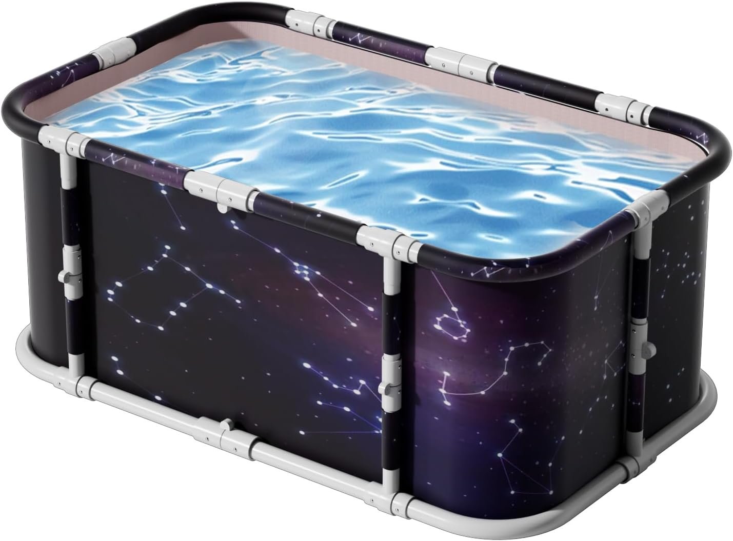 Simcat 45″ Large Portable Foldable Bathtub Adult, Separate Family-Friendly SPA Therapy Tub Soaking, Hot SPA/Ice Bath Tub (Starry sky)