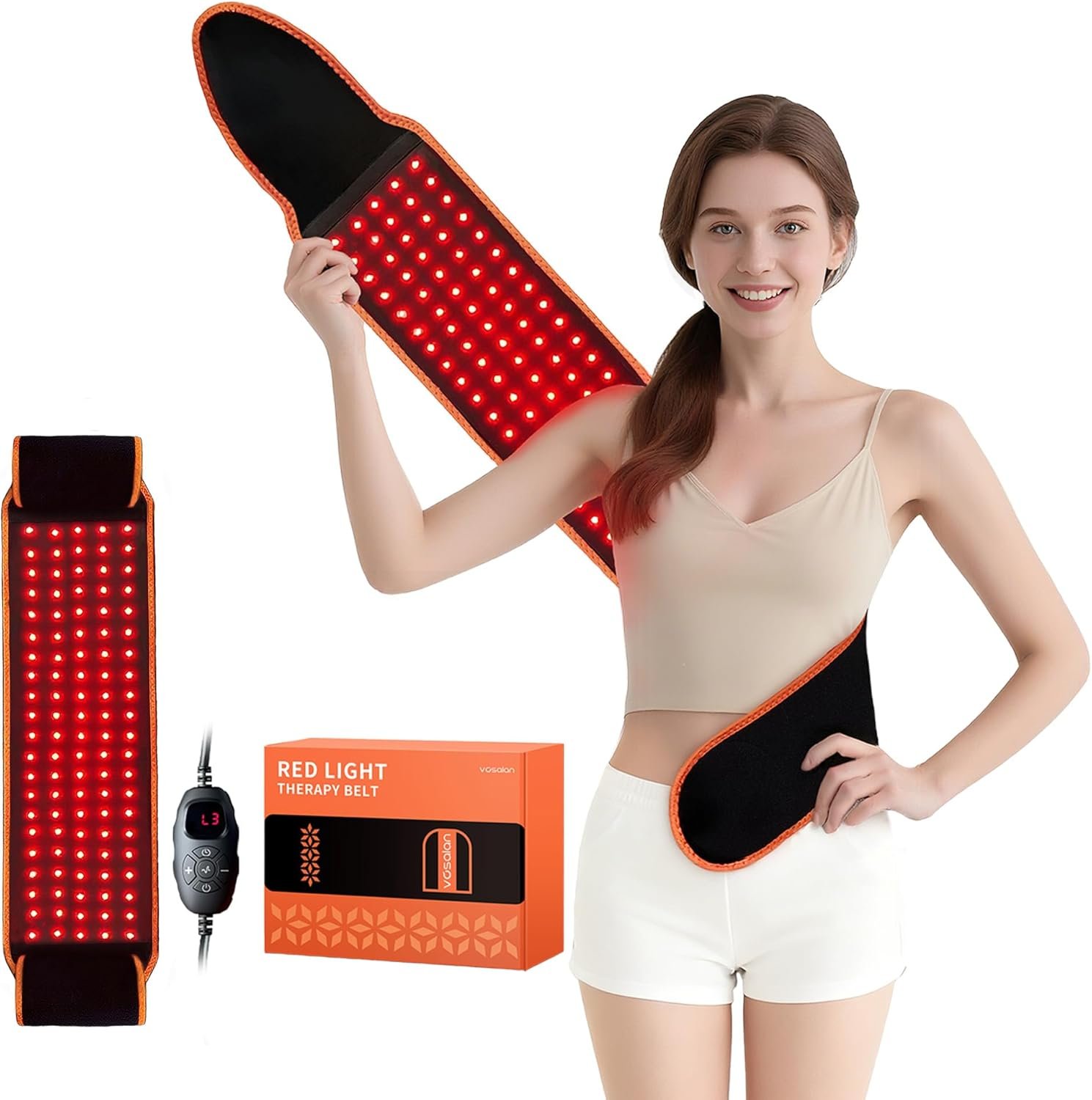 Upgraded Red Light Therapy for Body – 660nm & 850nm LED with Timer, Red Light Belt for Muscle Pain Relief on Back, Shoulder, Waist – Wearable Infrared Wrap to Decrease Inflammation and Speed Healing