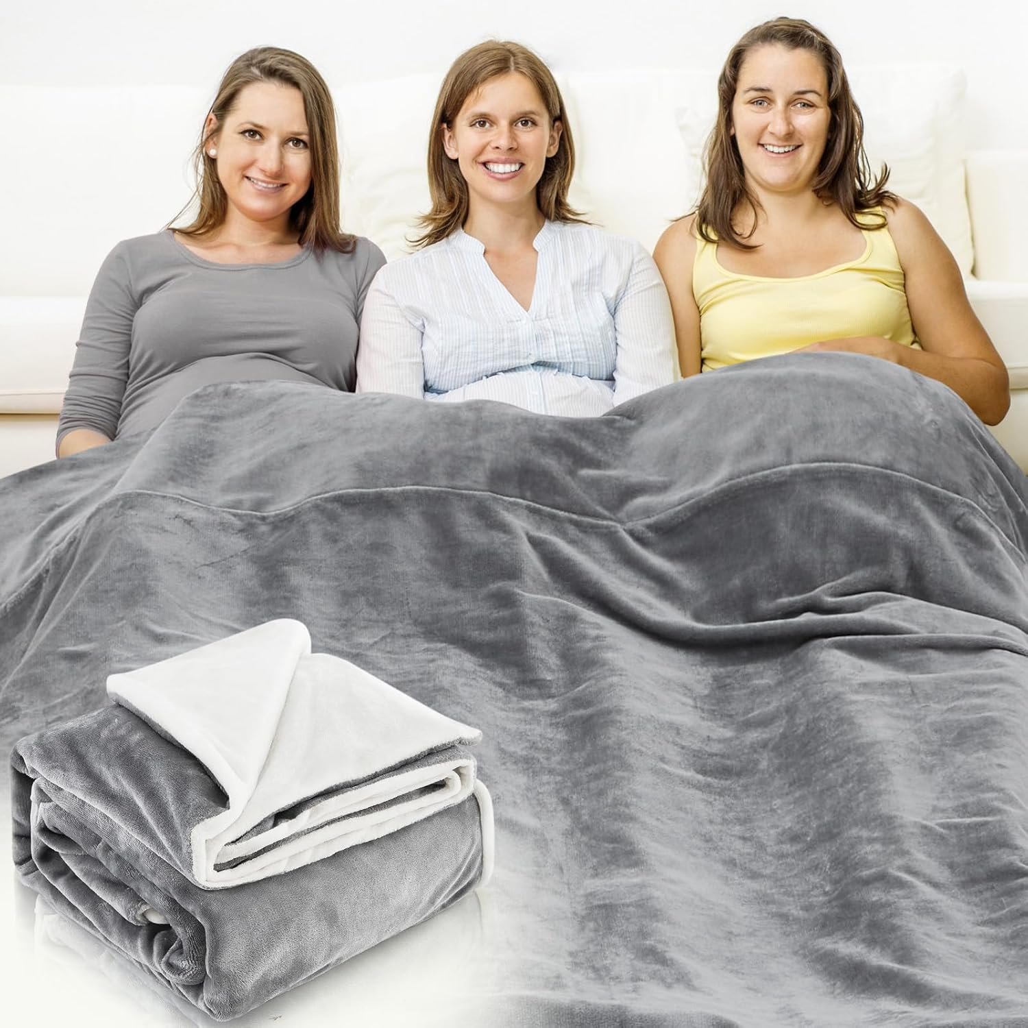 Preboun 80 x 60 Inch Large Emf Faraday Blanket for Pregnant Babies, Emf Blanket Protection Two Sides Using for Beds Couches Travel (Flannel, Grey)