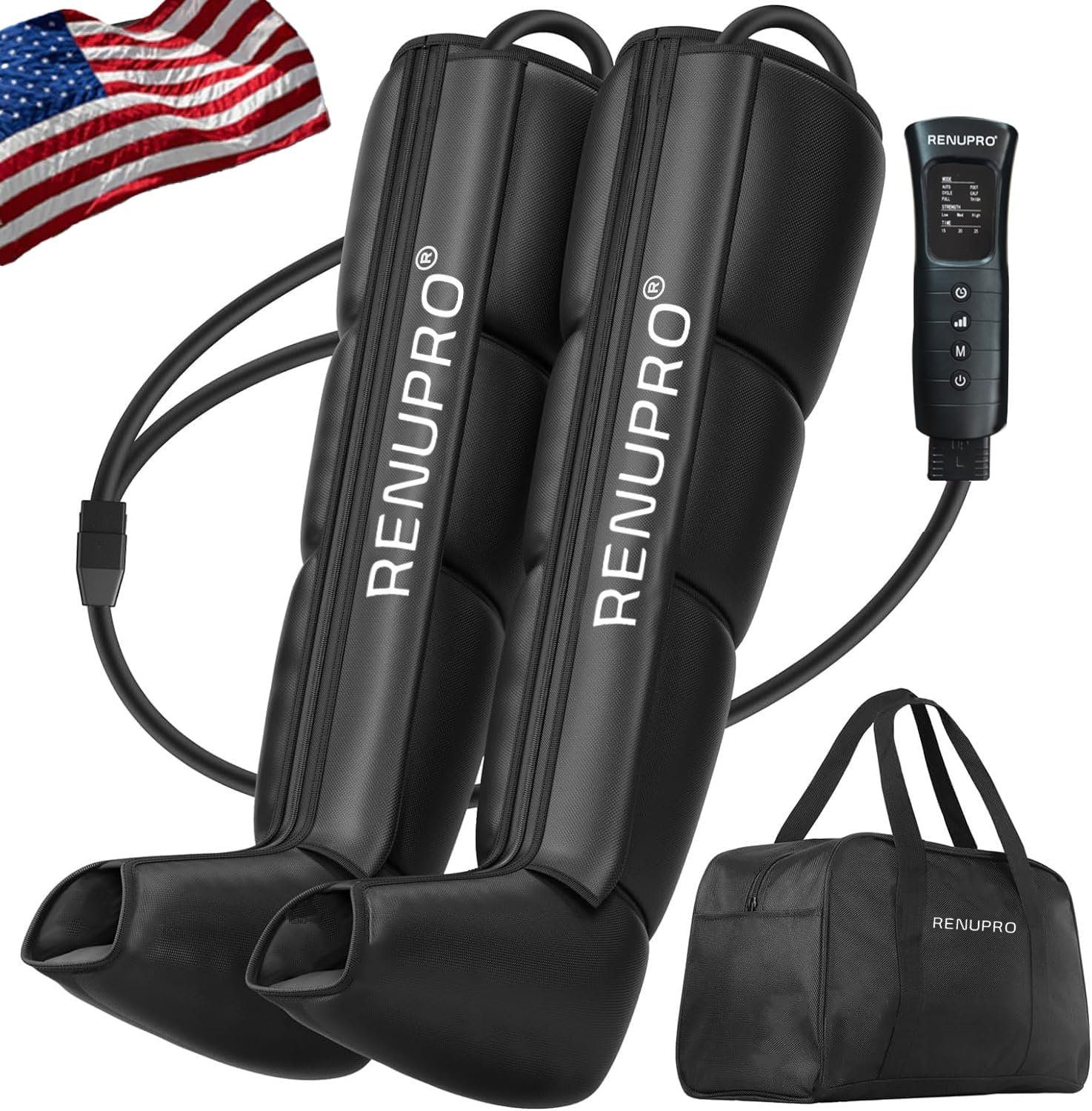 Professional Leg Compression Massager for Circulation Improvement and Faster Recovery – Air Compression Boots, Leg Massager Device for Athletes USA Owned