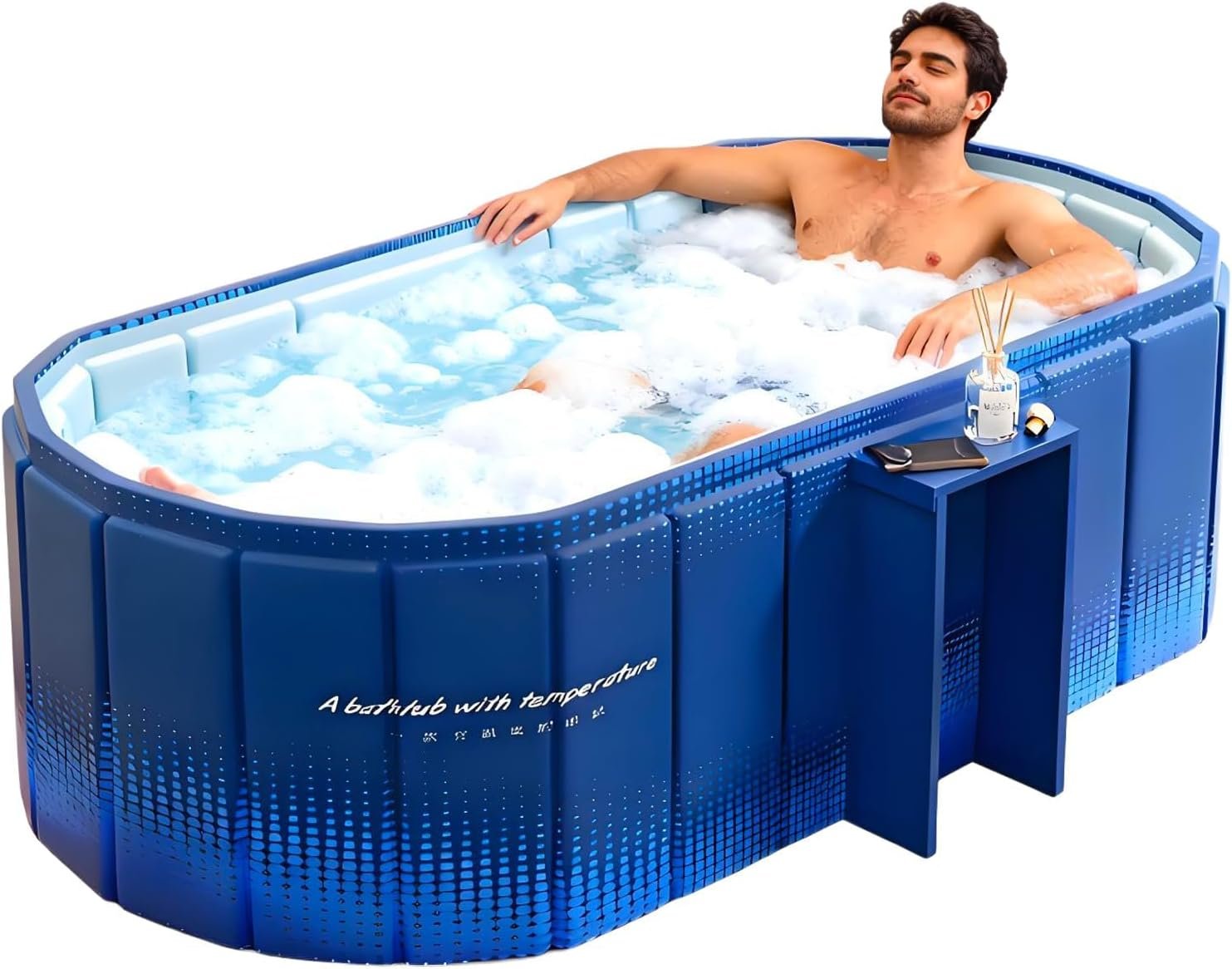 Portable Bathtub for Adult 47″ Large Collapsible Cold Plunge Bathtub Foldable No Installation Ice Bath Tub for Shower Stall, Bathroom Hot SPA Soaking Standing Tub